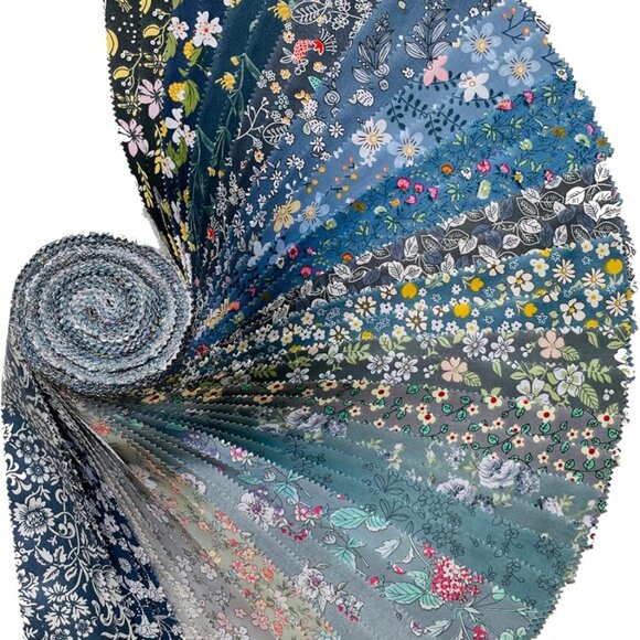 Pre-Cut 20 Assorted Floral Cotton Quilt Fabric Rolls for Sewing & Crafting - Picture 2 of 4